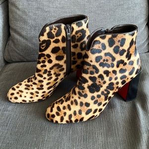 Christian Louboutin Castarika 85mm Leopard Ankle Boots Size 37